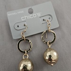 Chico's Hammered Gold Drop Earrings